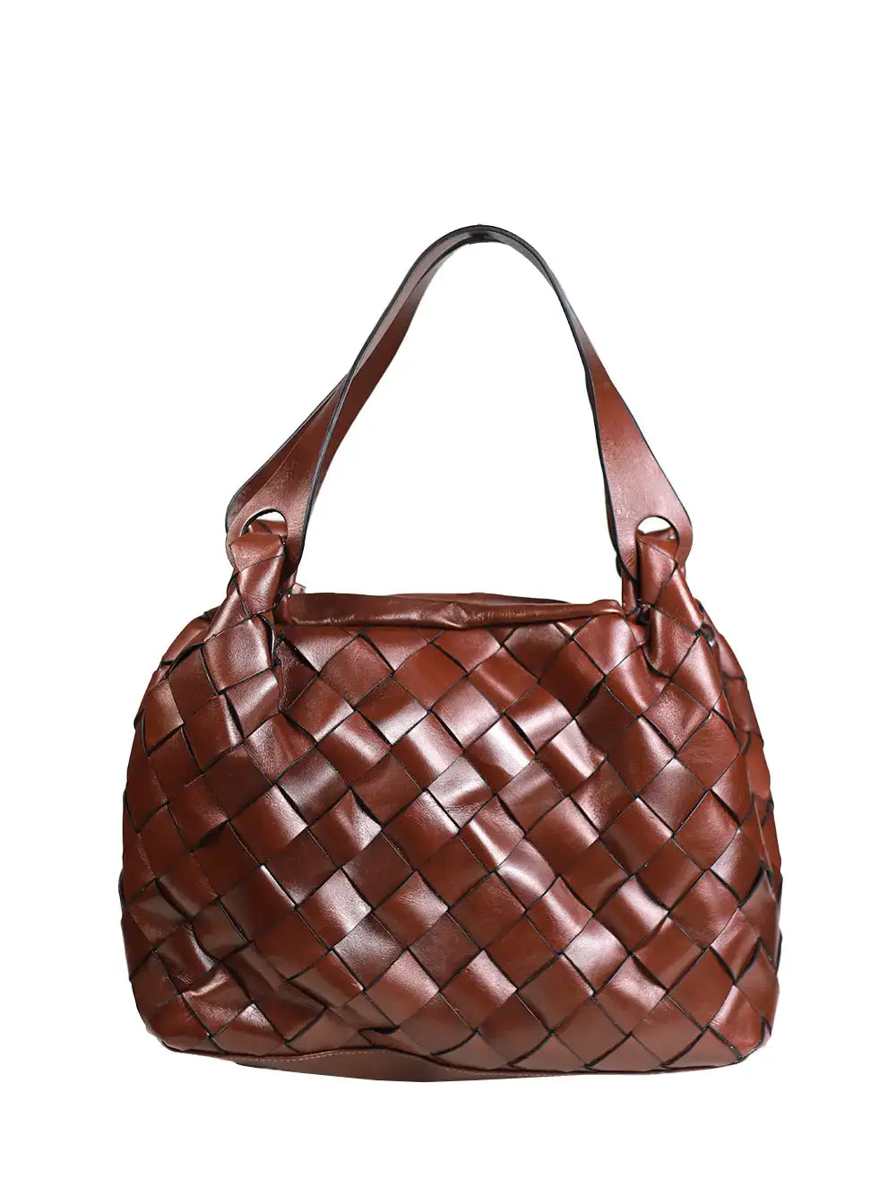 Mochila de piel trenzada marrón