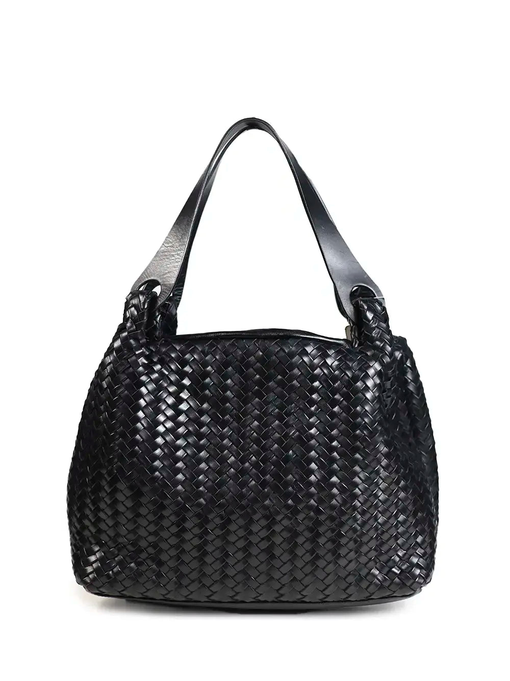 Sac en cuir tressé noir