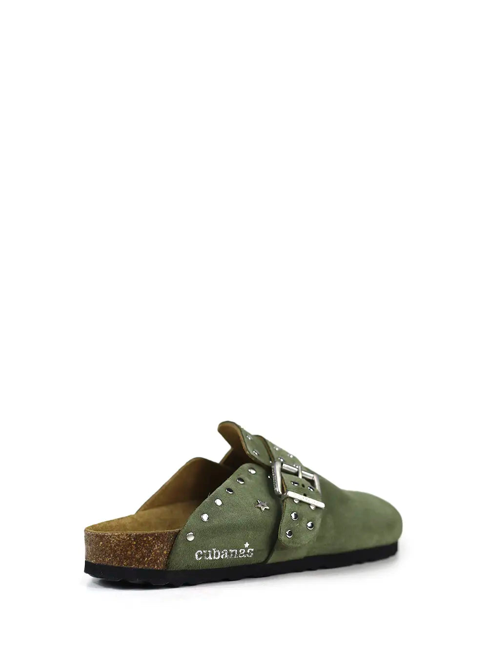 Sandália Maria em Camurça Verde e Tachas