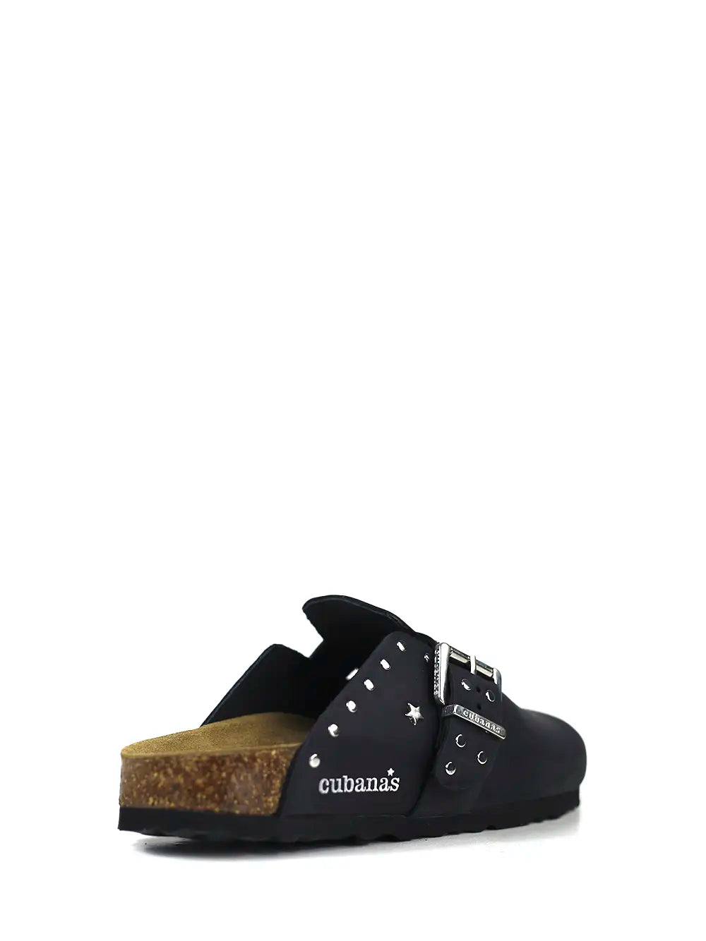 Sandalias María en Piel Negra y Tachuelas