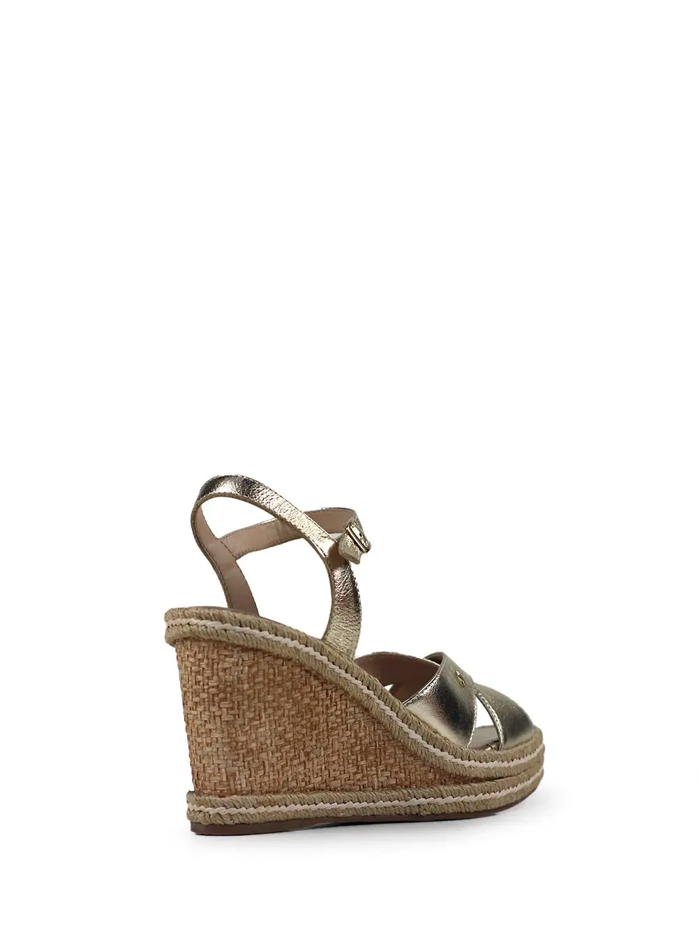 Gold Leather Cross-Strap Sandals