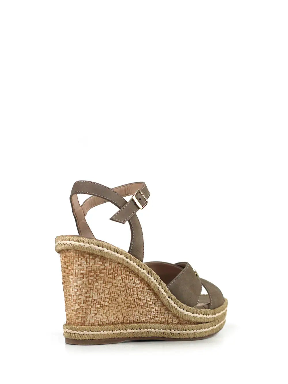 Sandalia de Ante Beige con Tiras Cruzadas