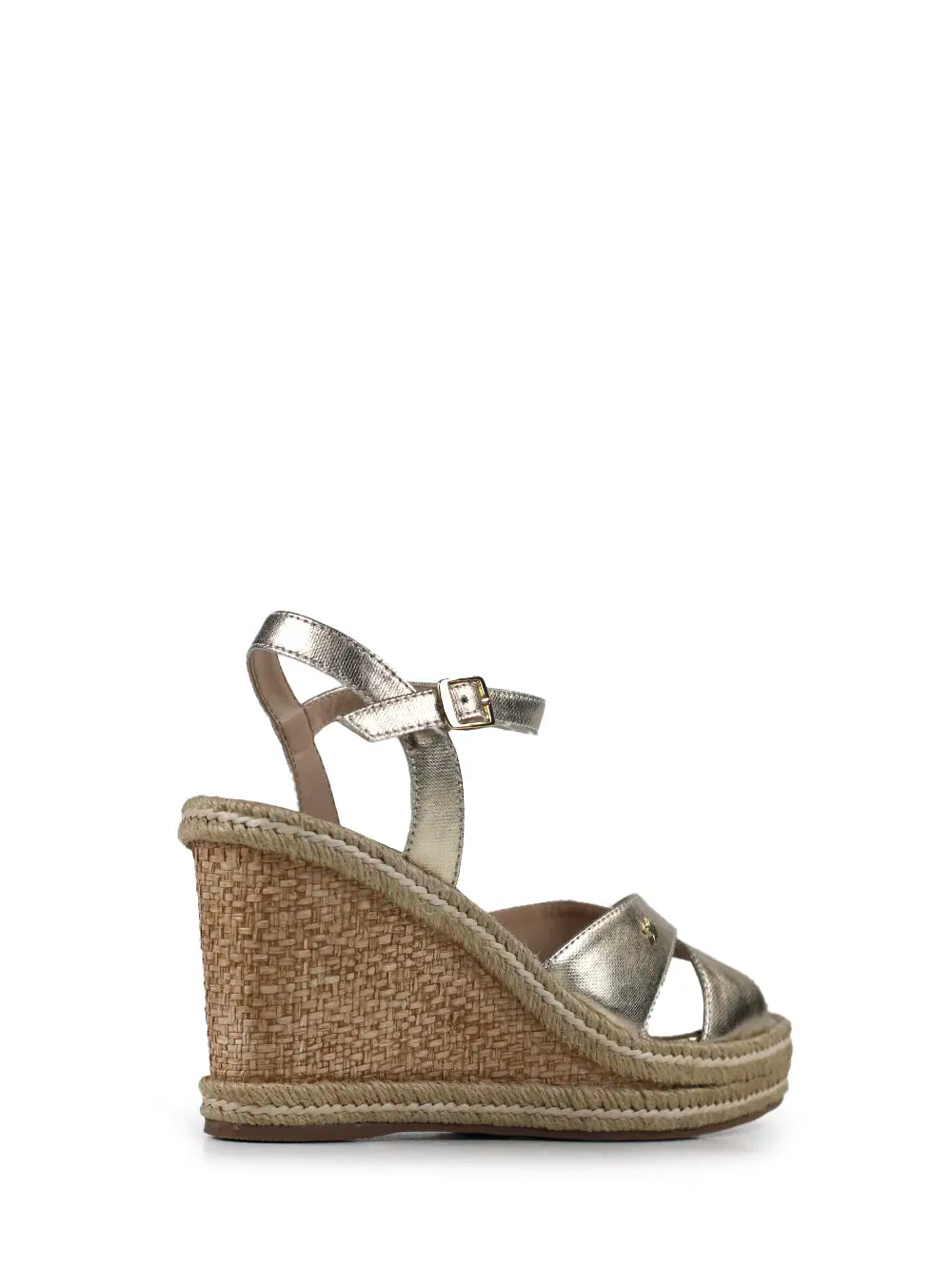 Gold Leather Cross-Strap Sandals