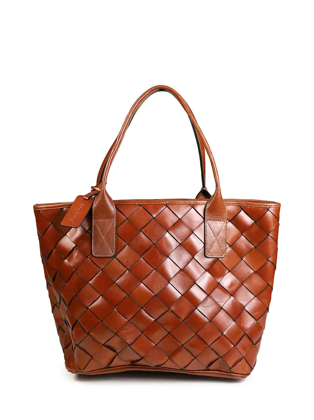 Shopper-Tasche aus geflochtenem braunem Leder