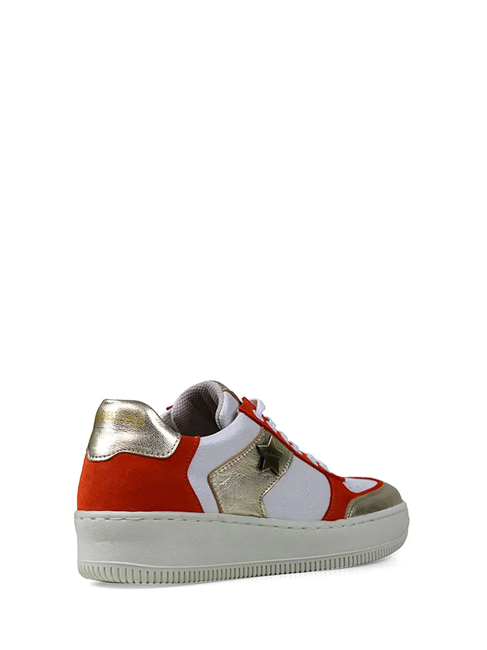 Zapatillas de Piel Naranja y Blanca con Suela Plana