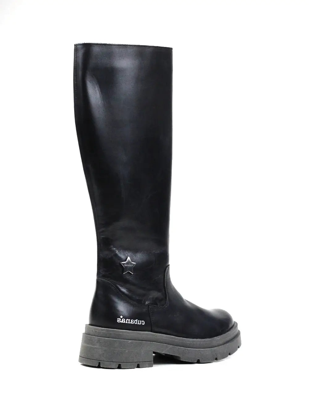 Schwarzer High-Top-Lederstiefel