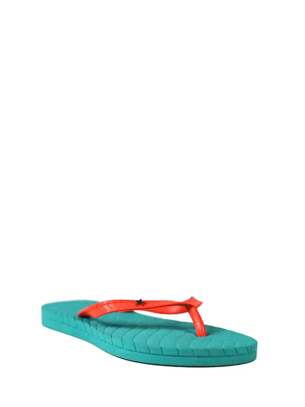 Green Slippers with Orange Stripes
