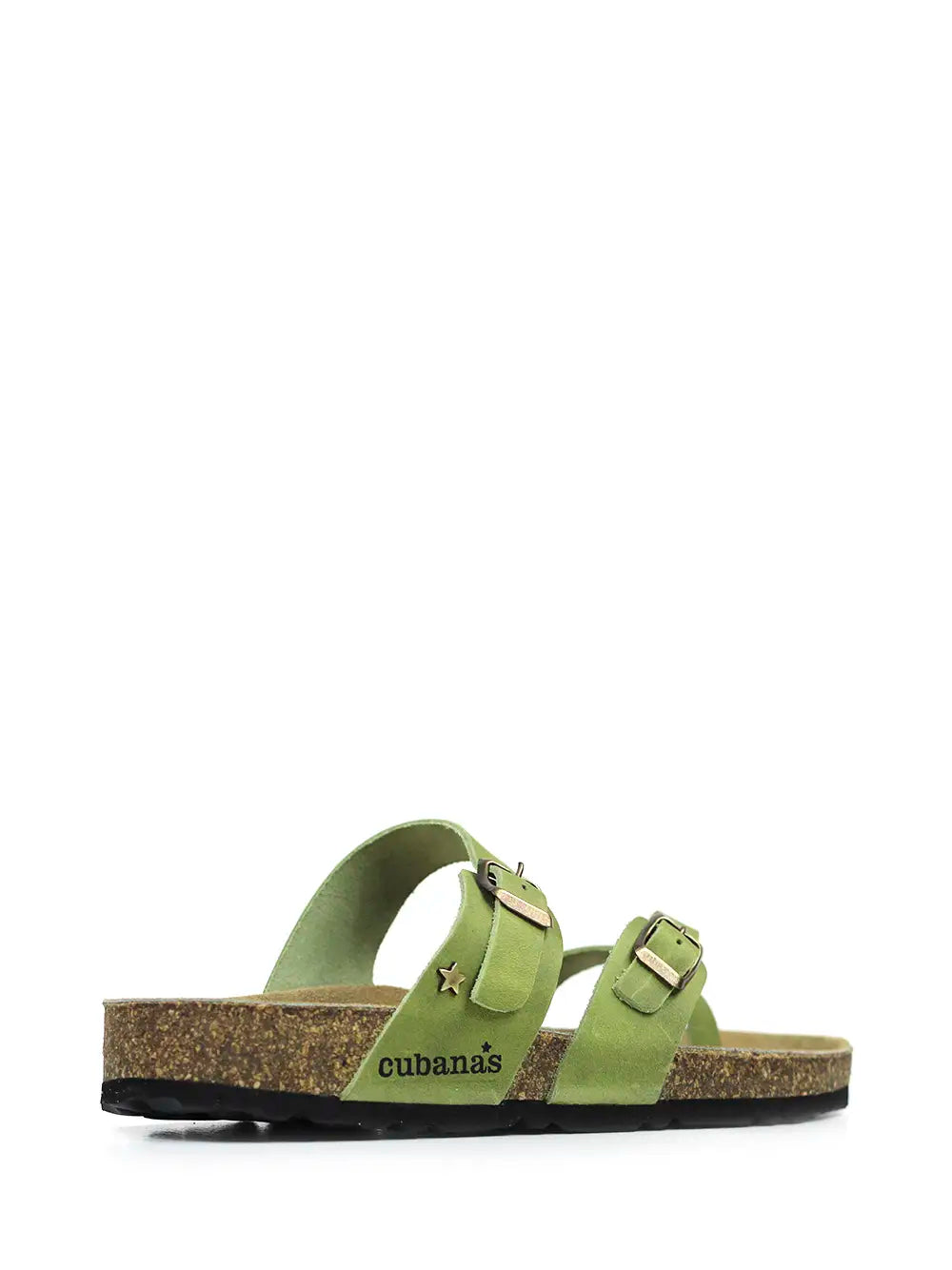 Nazare Sandals in Green Leather with Straps