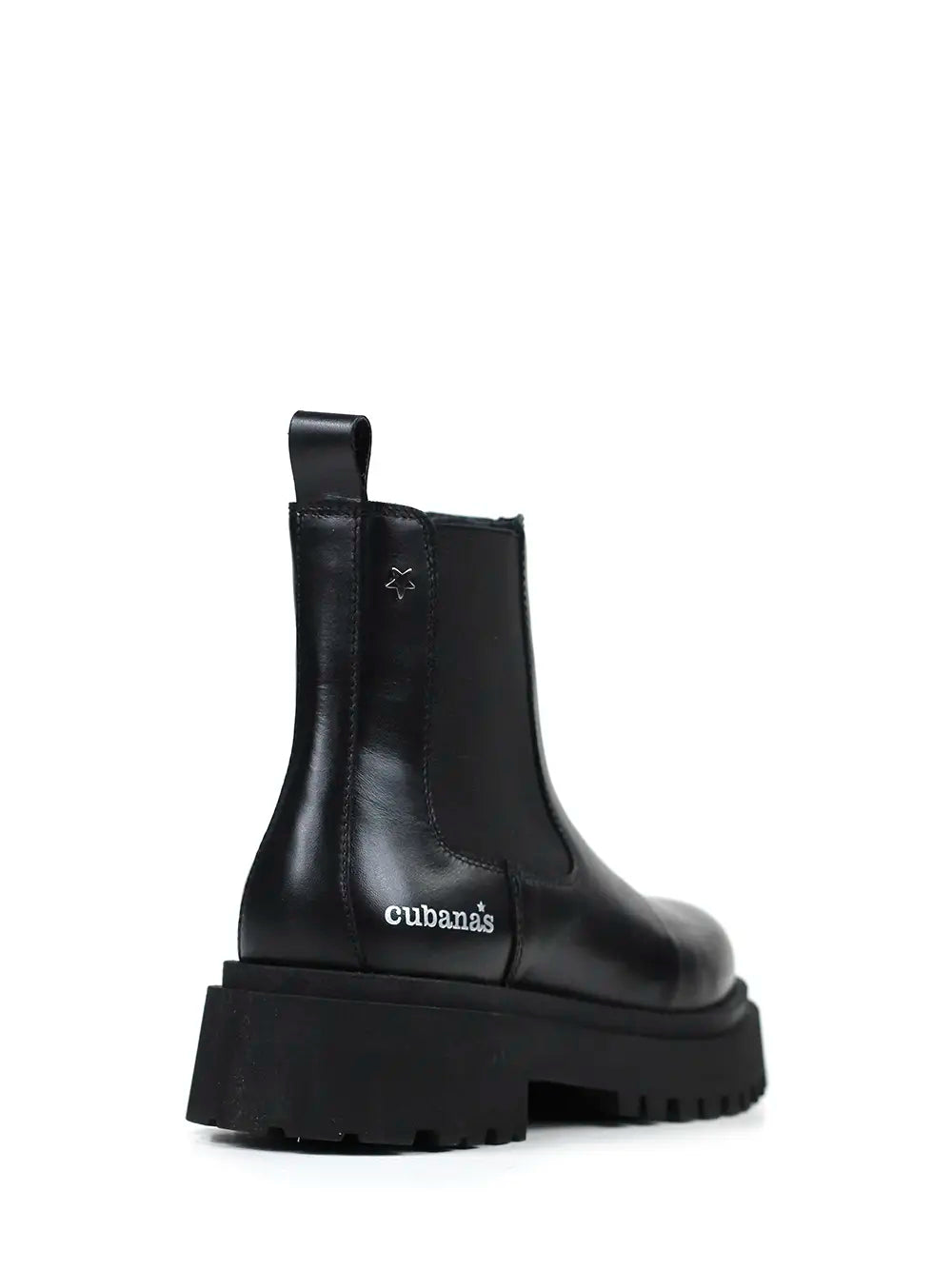 Black Leather Boots with Tractor Soles