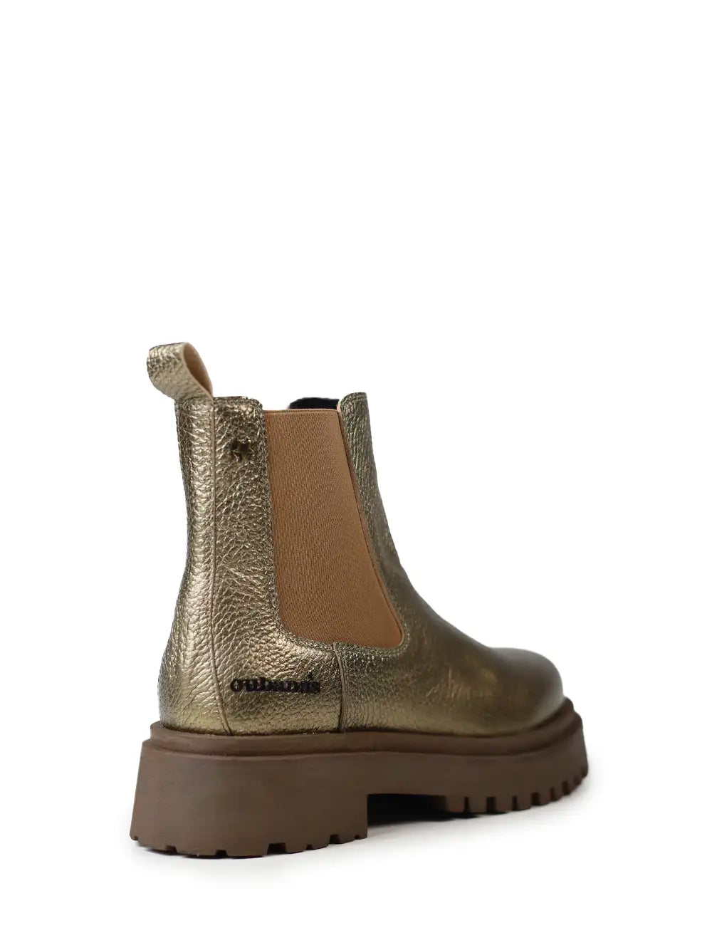 Bota de Piel Dorada y Suela de Oruga