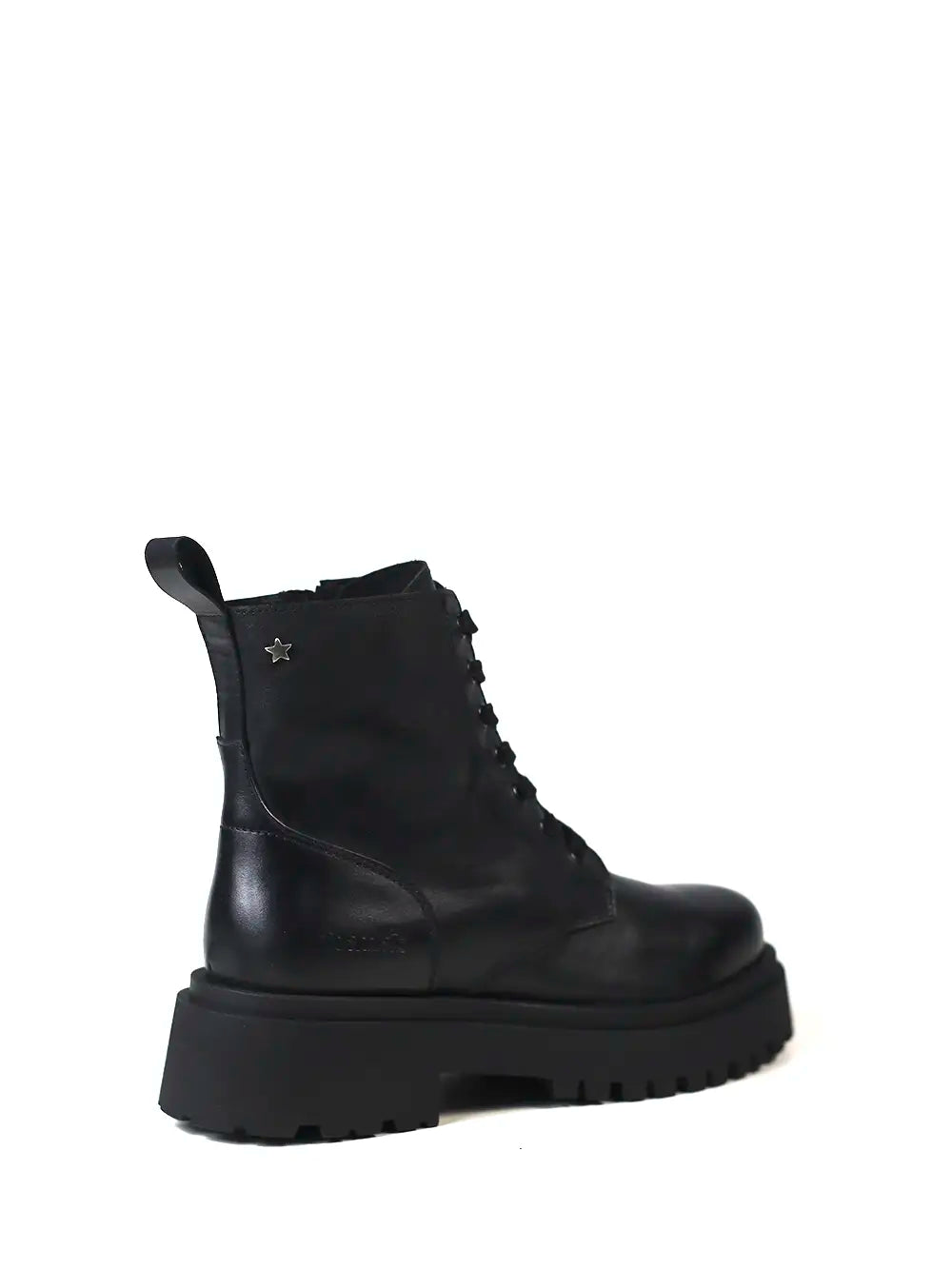 Botte en cuir noir avec semelle de tracteur