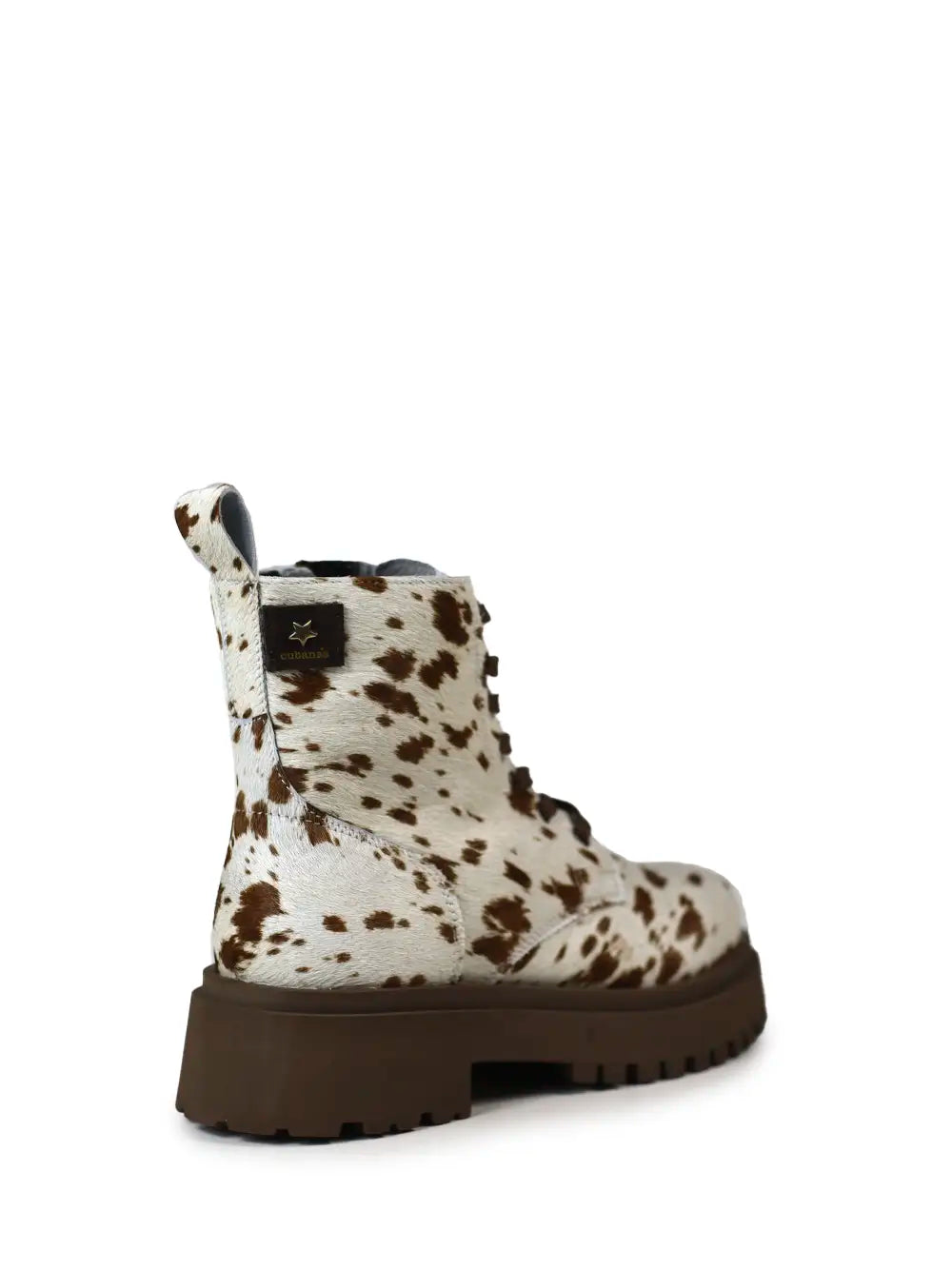 Bota Castanha em Animal Print de Vaca