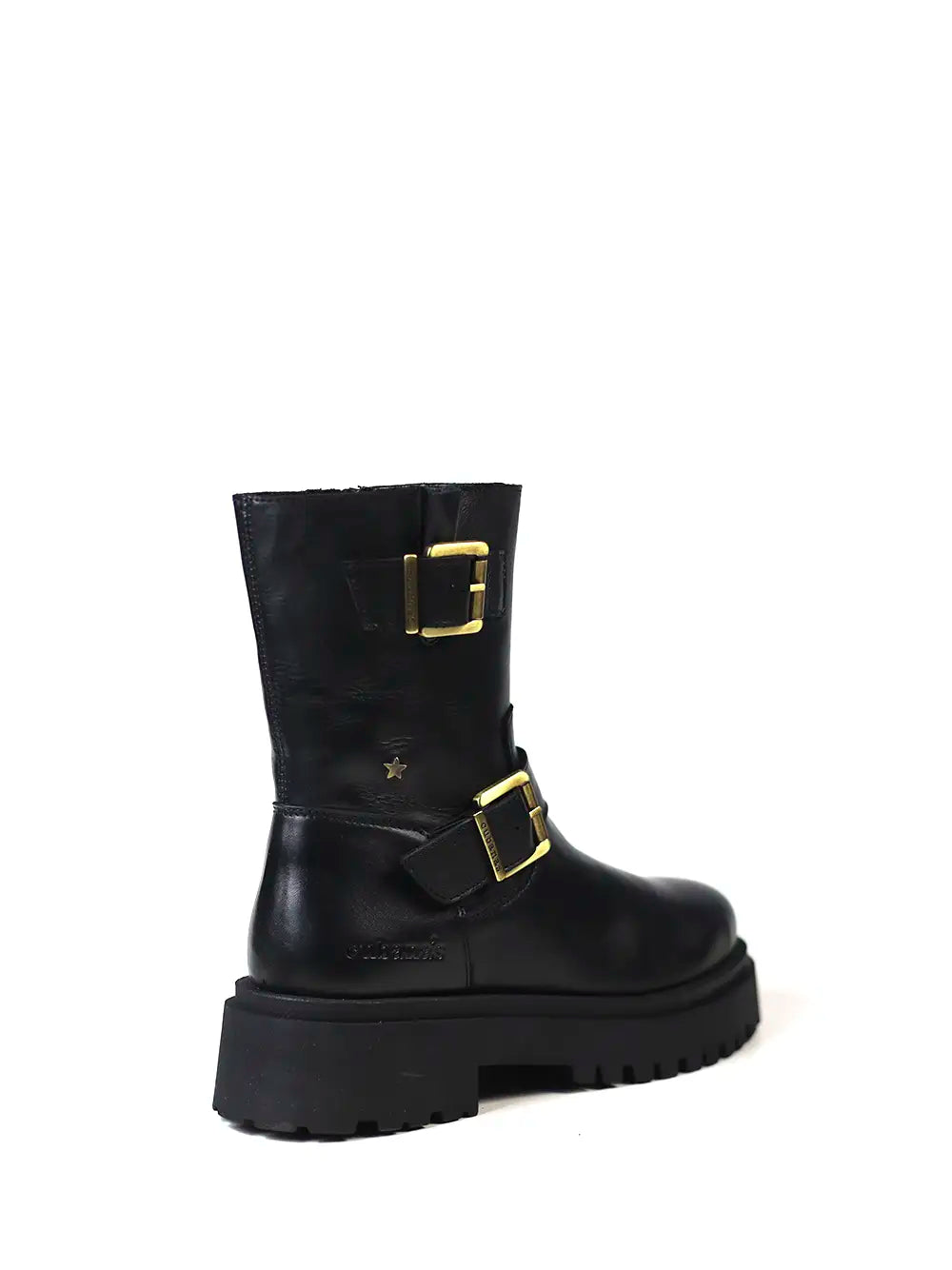 Black Leather Boot with Buckles