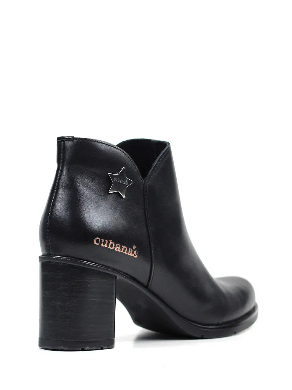 Black Leather Boots with High Block Heels