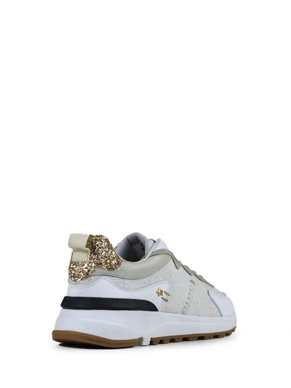 Zapatillas de Piel Blancas con Detalle de Purpurina