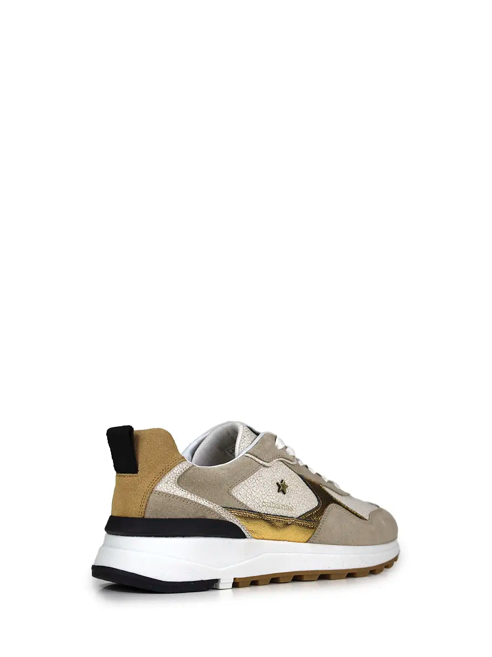 Beige Leather and Suede Trainers