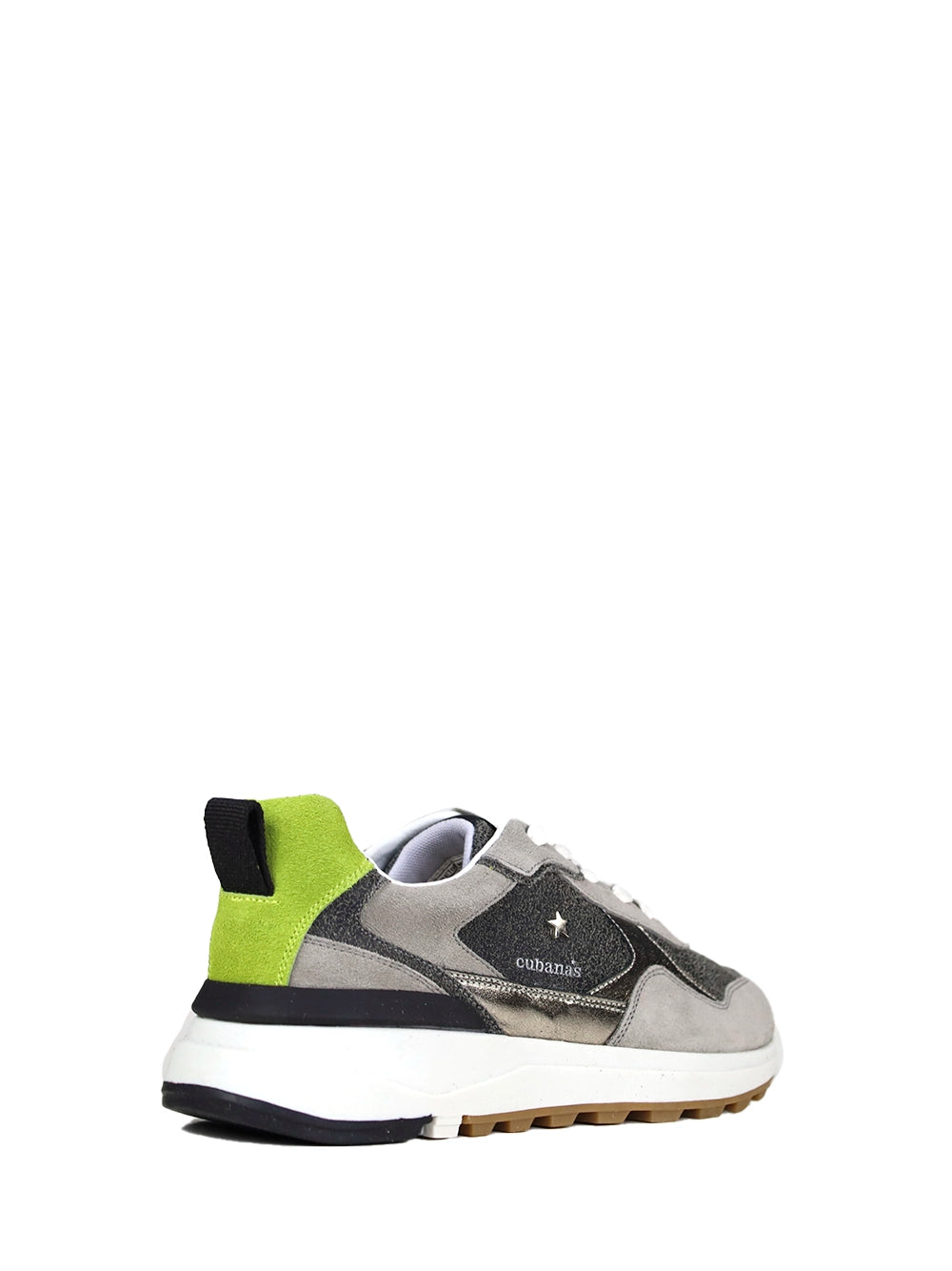 Grey and Green Suede Sneakers