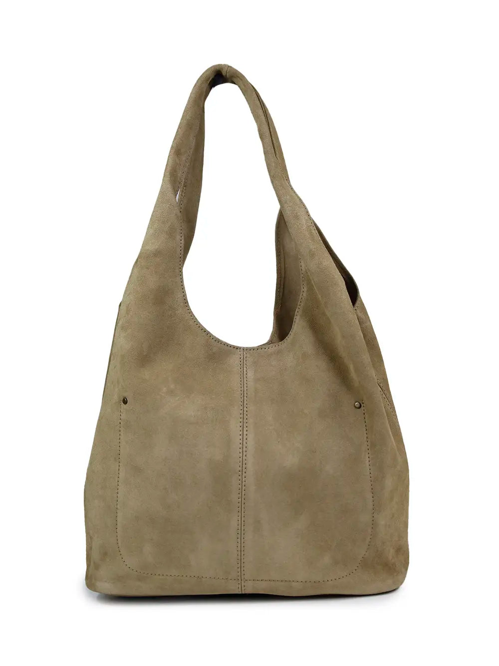 Beige Leather Shopper Bag