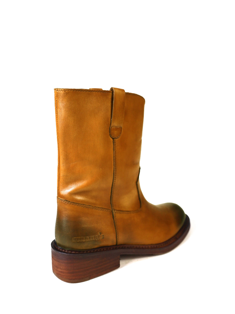 Bota em Pele Camel e Cano Alto