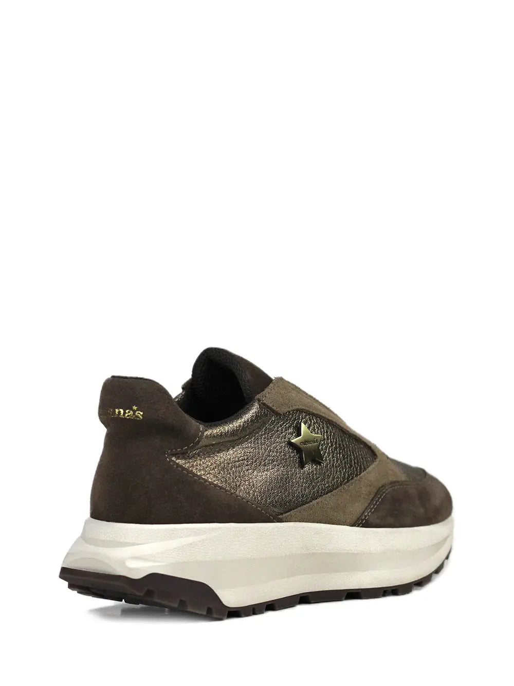 Metallic Brown Leather Sneakers with Chunky Sole