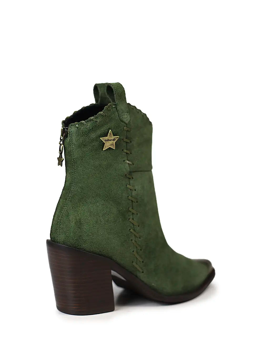 Grüner Wildlederstiefel mit Metallkappe