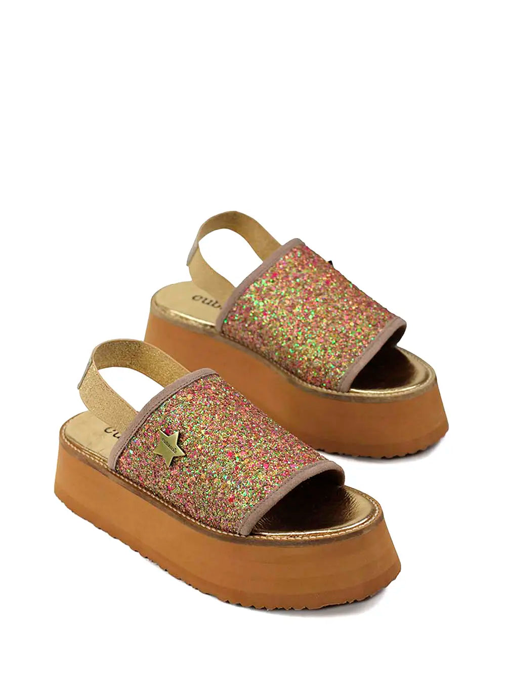 Brown Glitter Platform Sandals