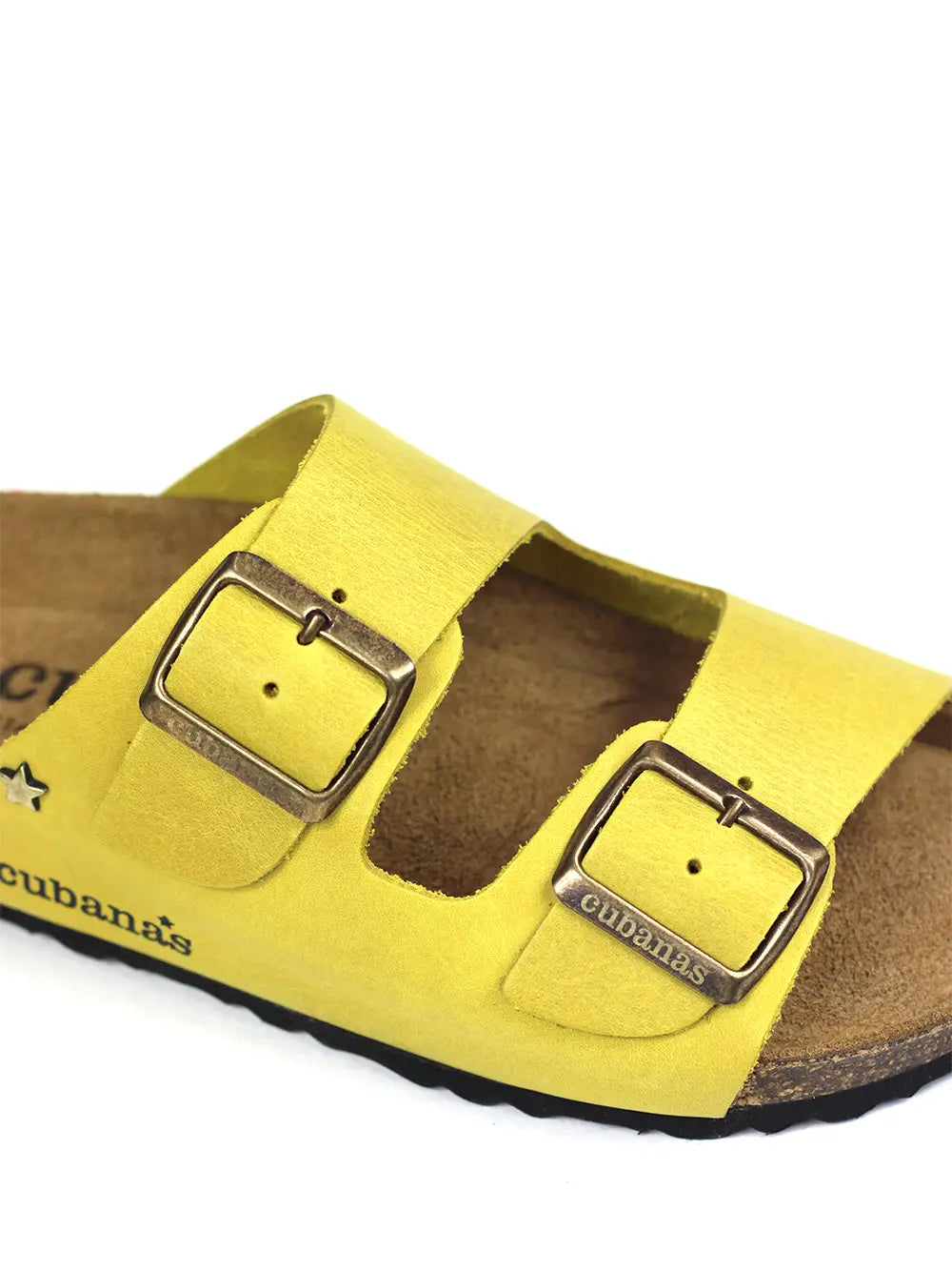 Amalia Sandal in Yellow Leather with Two Straps