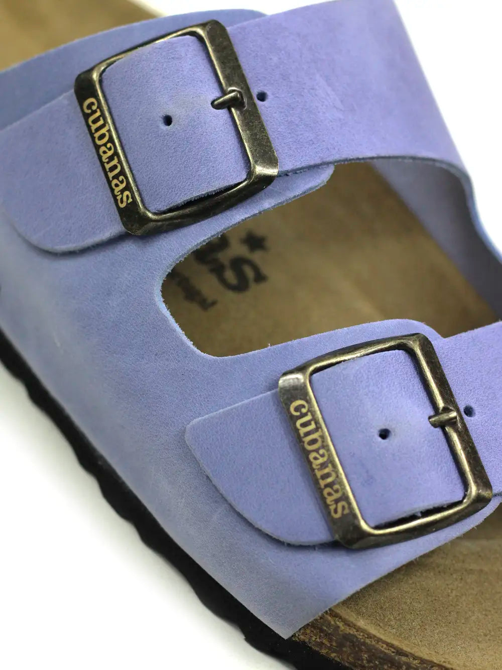 Sandália Amália em Pele Azul com Duas Tiras