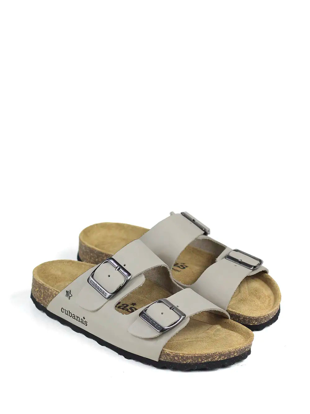 Amalia Sandal in Off-White Leather with Two Straps