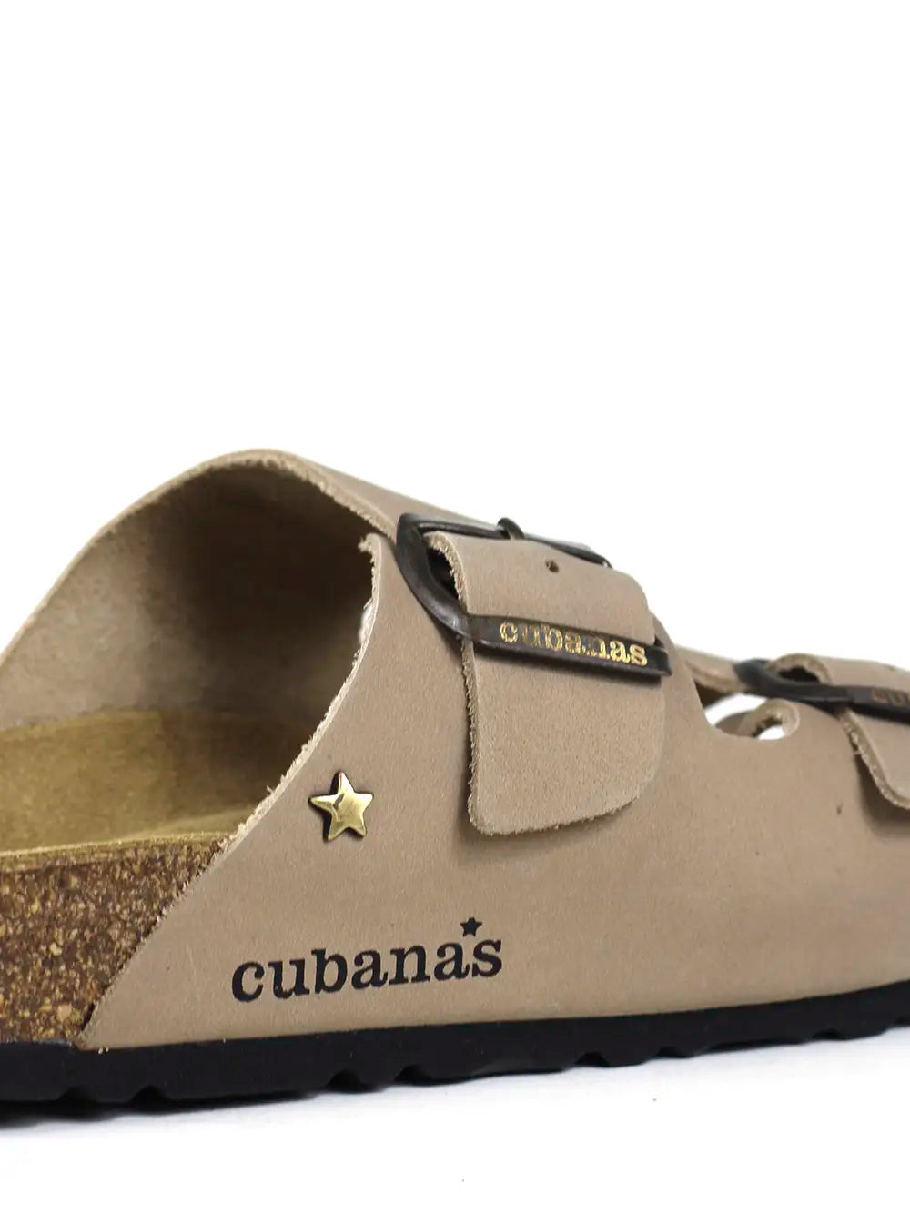 Sandália Homem em Pele Beige com Duas Tiras