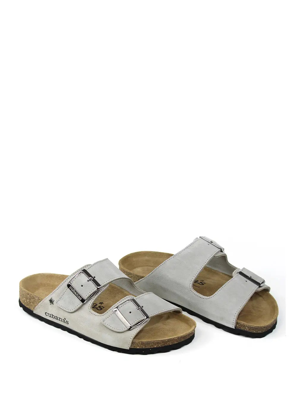 Sandália Amália em Camurça Cinza com Duas Tiras