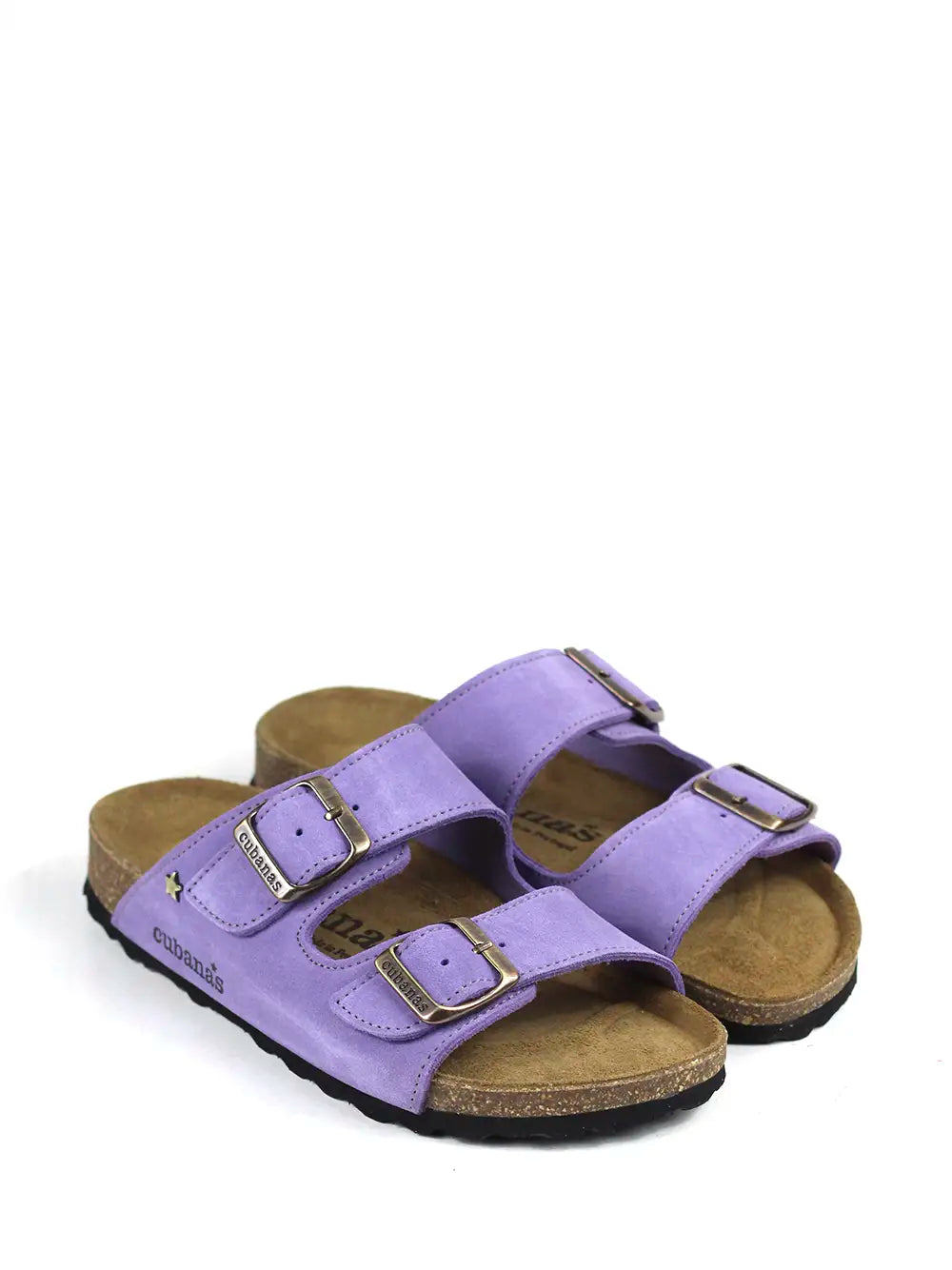 Amalia Purple Suede Sandals with Two Straps