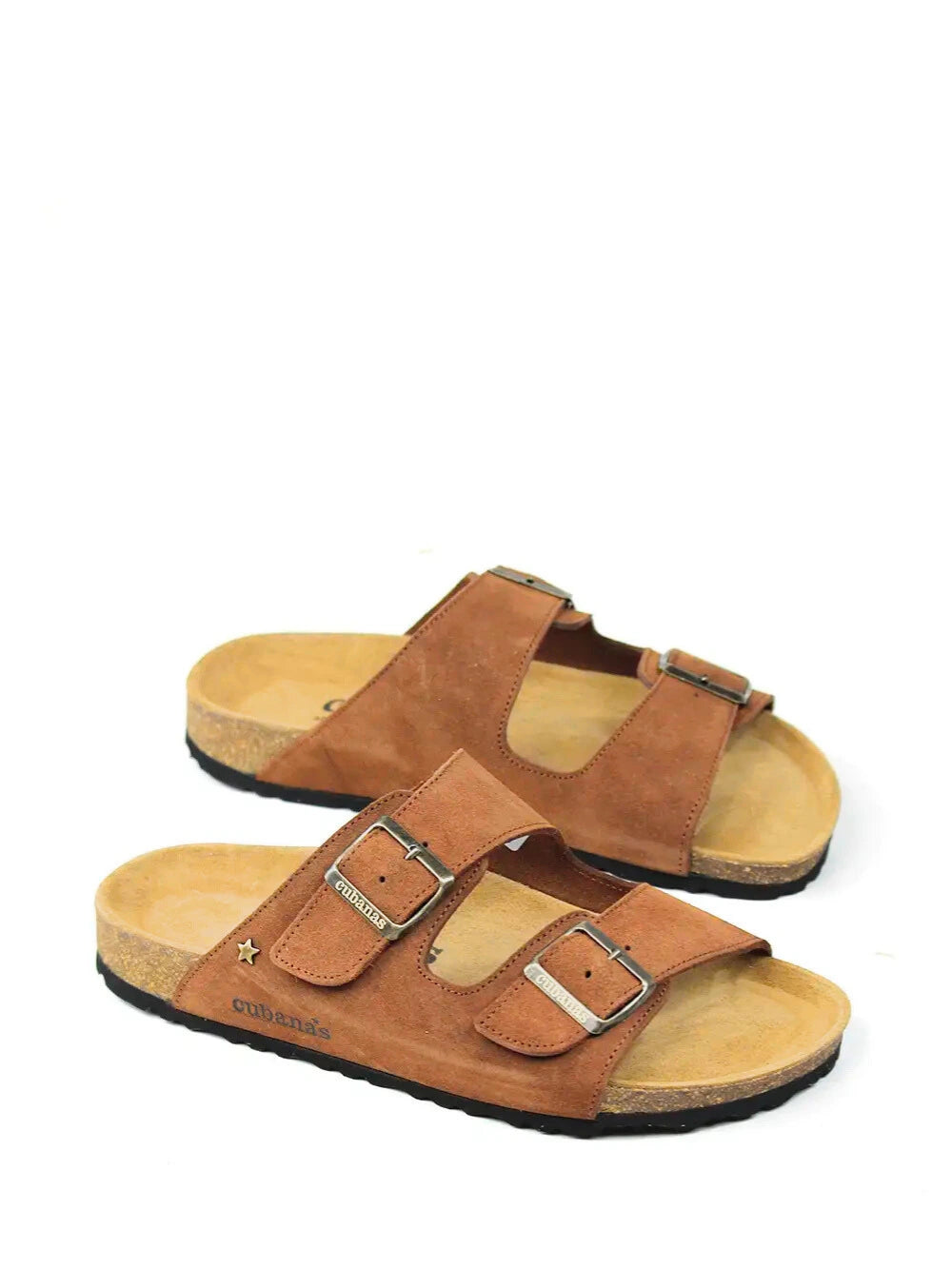 Sandale pour hommes en daim marron à deux brides