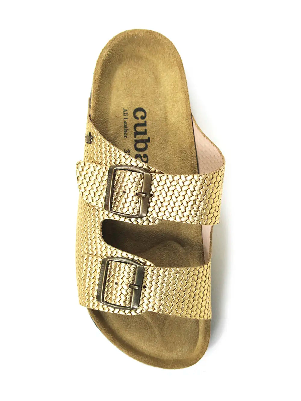 Amalia Sandal in Gold Leather with Two Straps