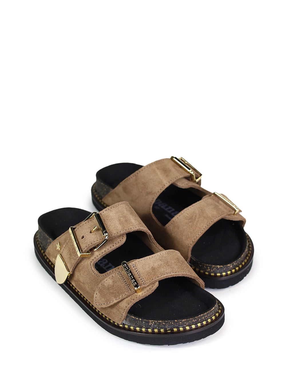 Sandália Amália em Camurça Camel e Fivela