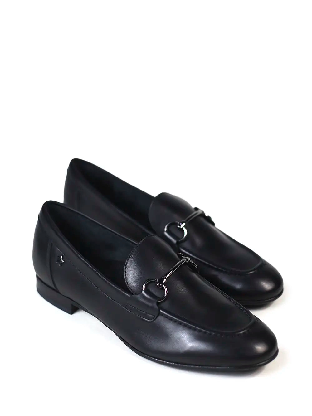 Black Leather and Metal Loafer