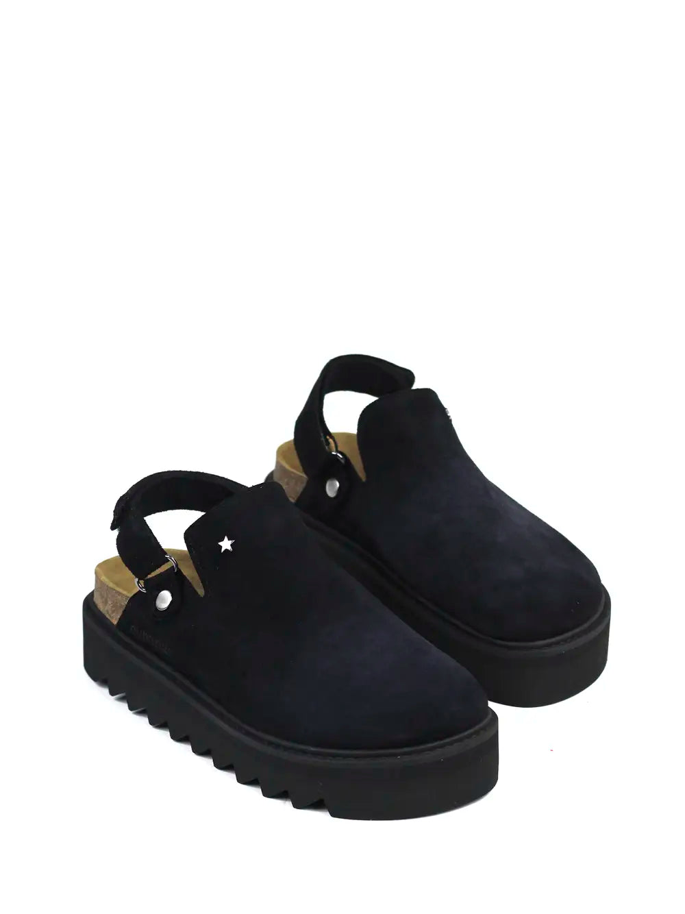 Sandália Aurora em Camurça Preta e Plataforma