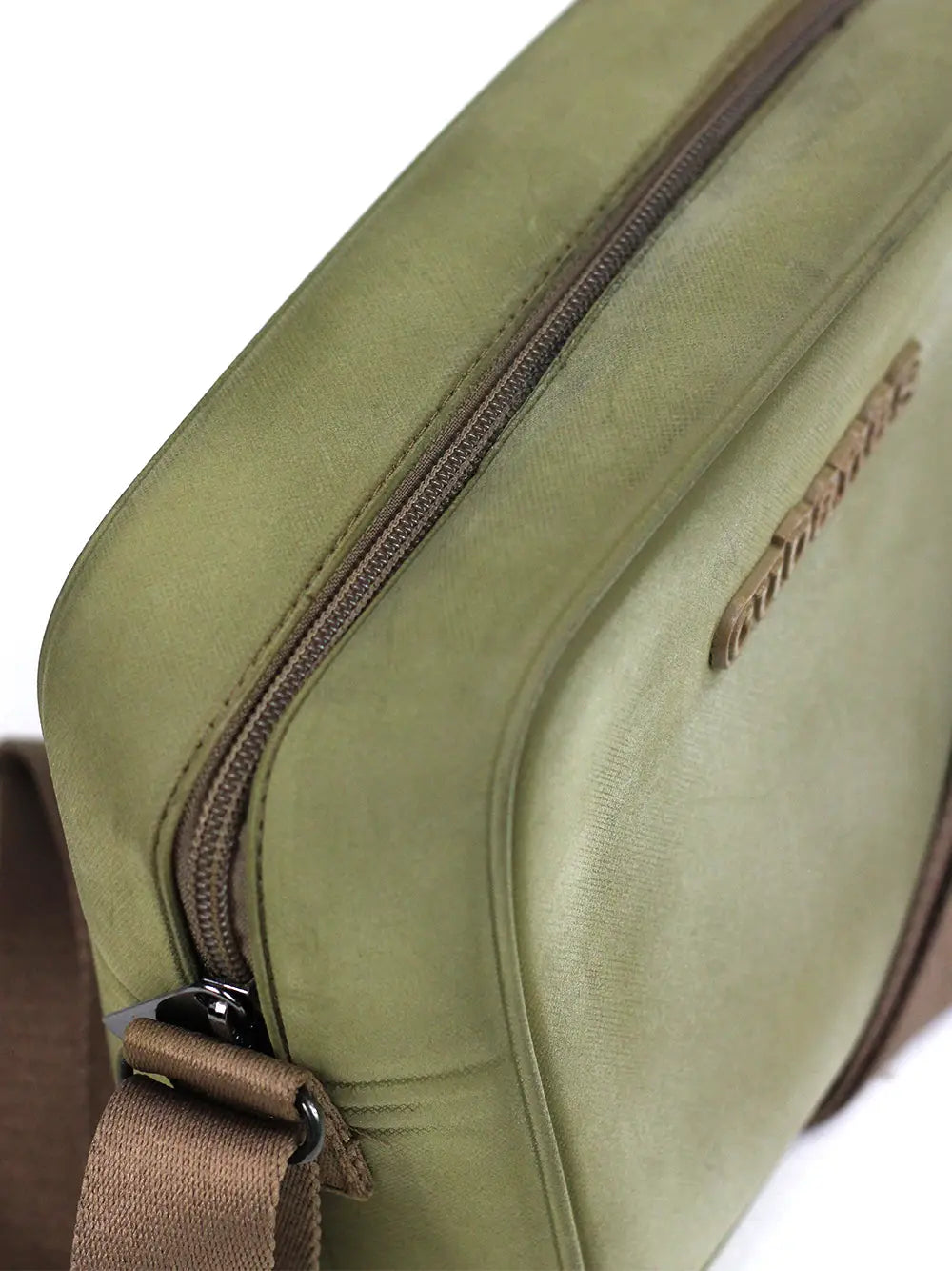 Green Bag with Nubuck Finish and Shoulder Strap