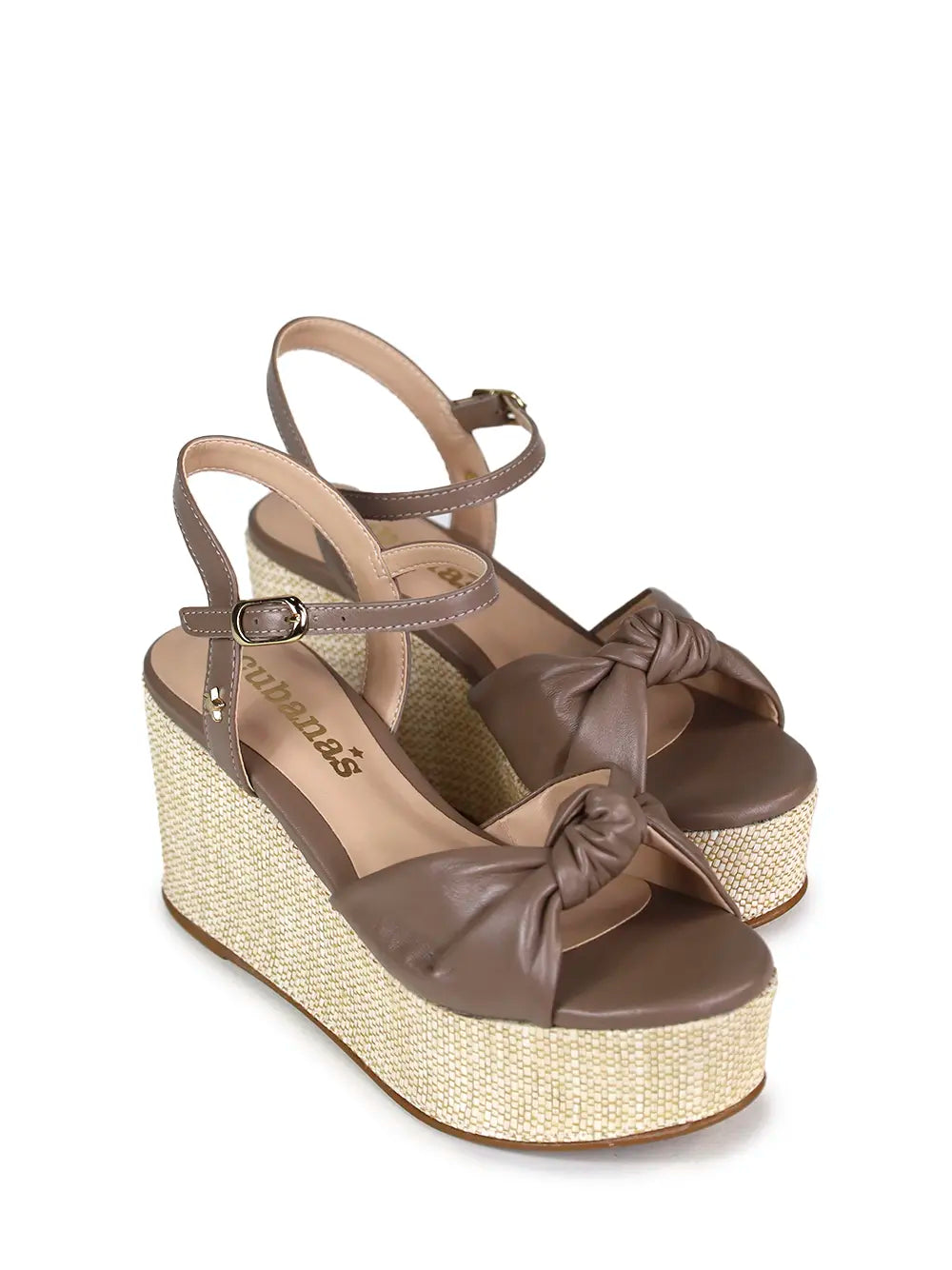 Sandale à plateforme en cuir marron