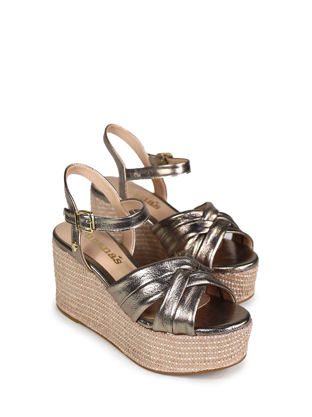 Sandália Plataforma em Pele Dourada