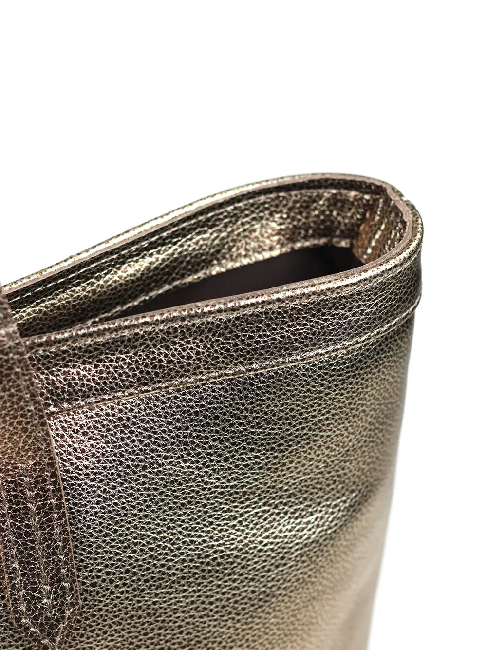 Bolso Shopper de Piel Dorada y Asa de Hombro