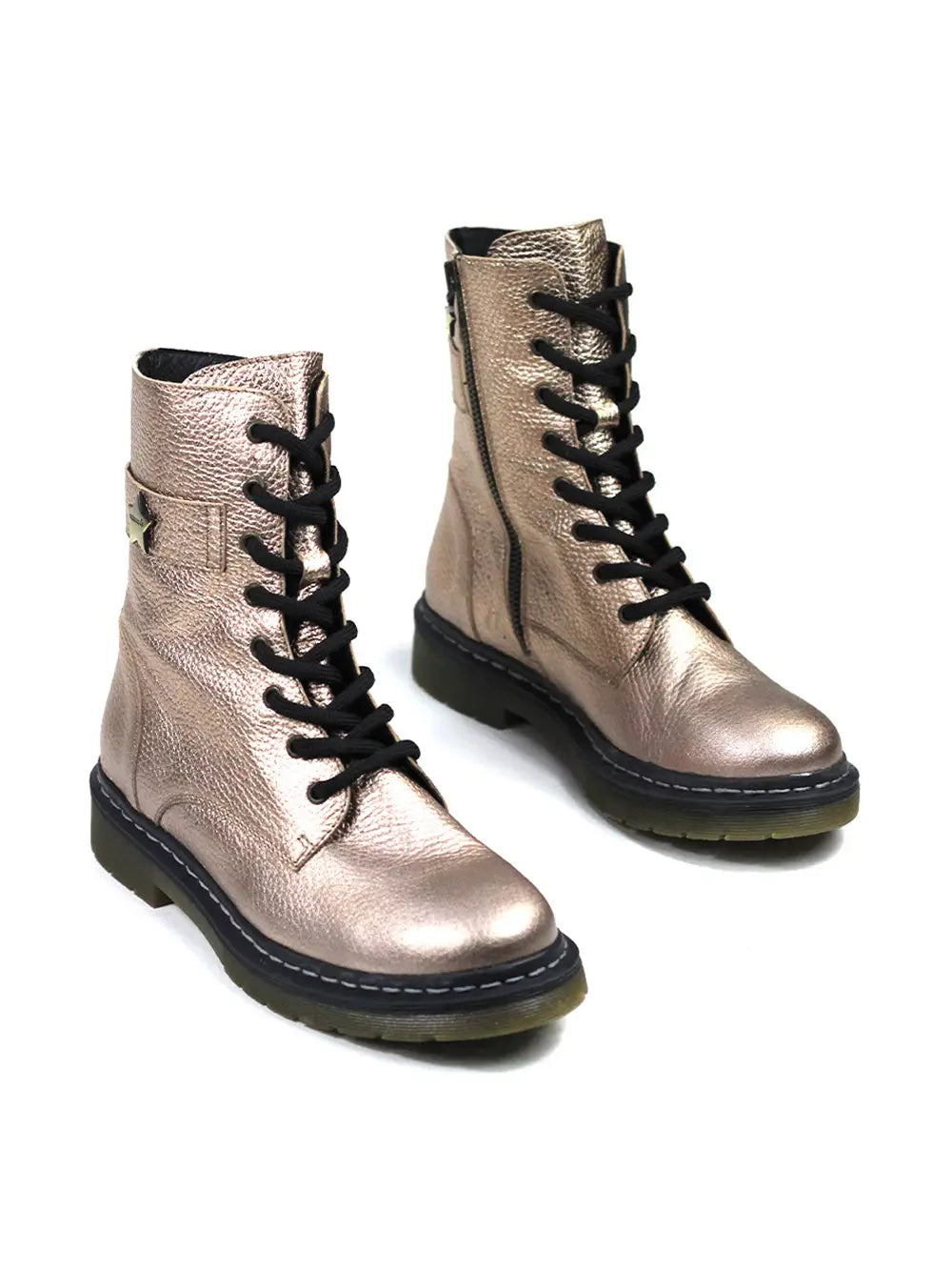 Bota em Pele Dourada Texturizada