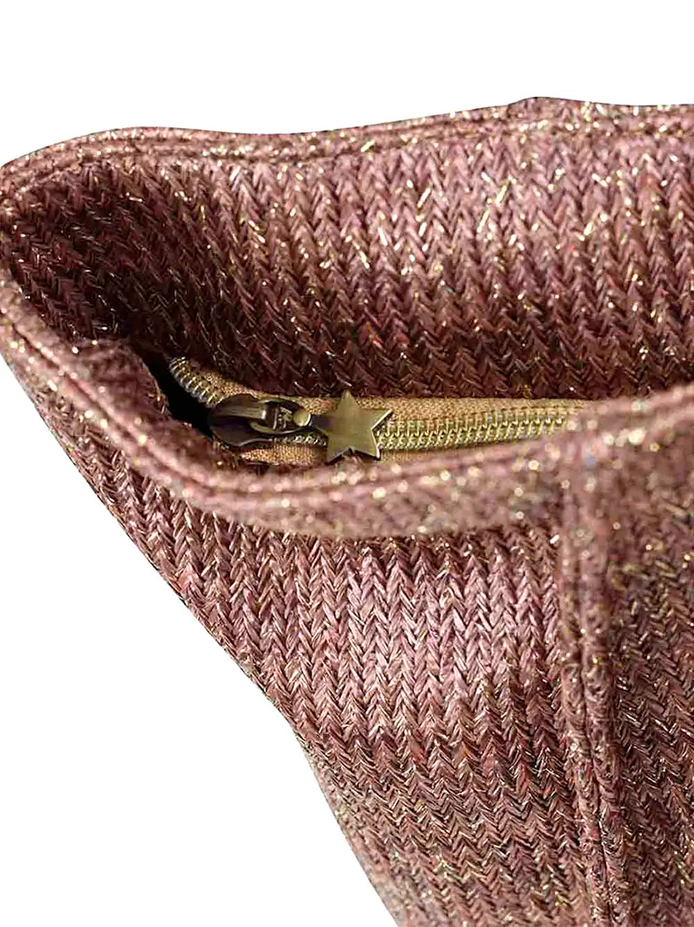 Brown Fabric Shopper Bag with Glitter