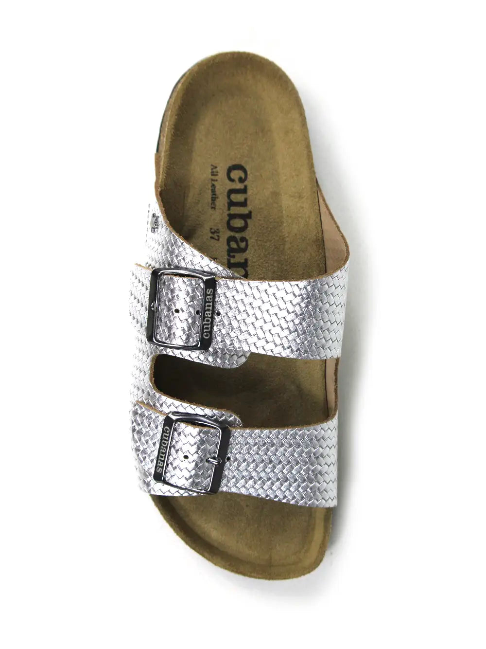 Amalia Sandal in Textured Silver Leather