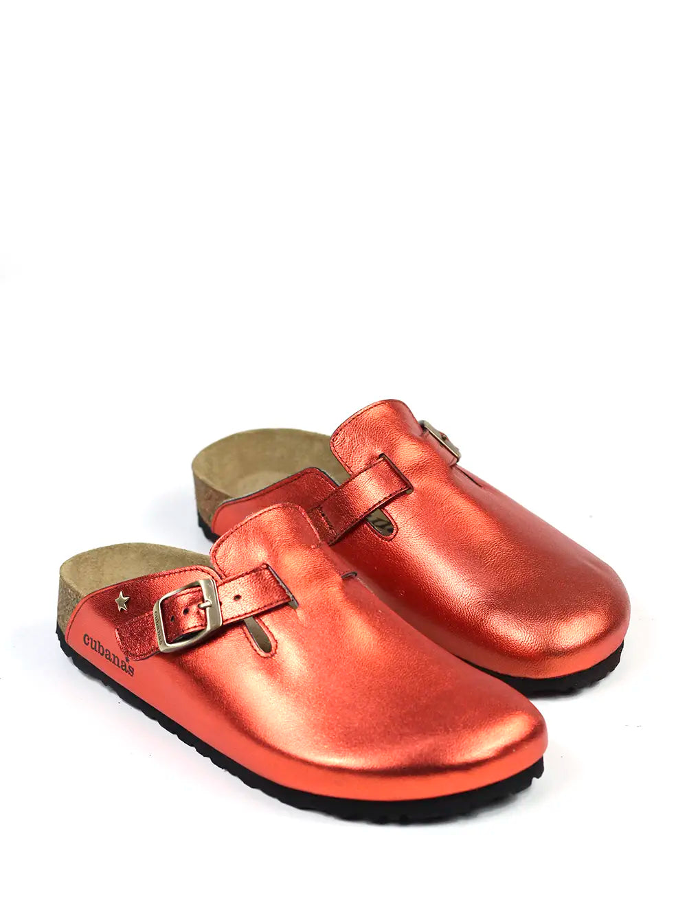 Sandália Maria em Pele Laranja Metalizada