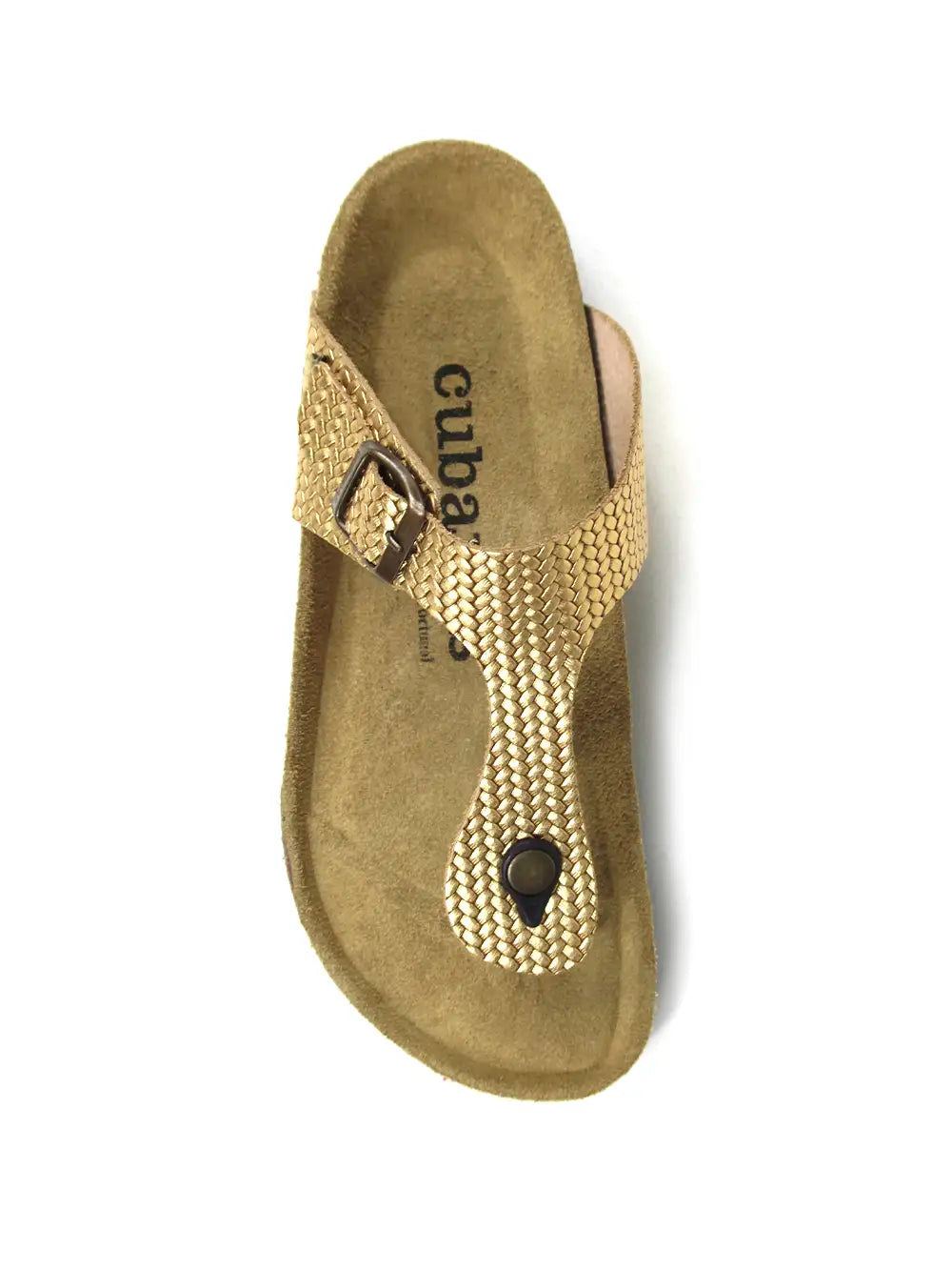 Alice-Sandale aus goldenem strukturiertem Leder