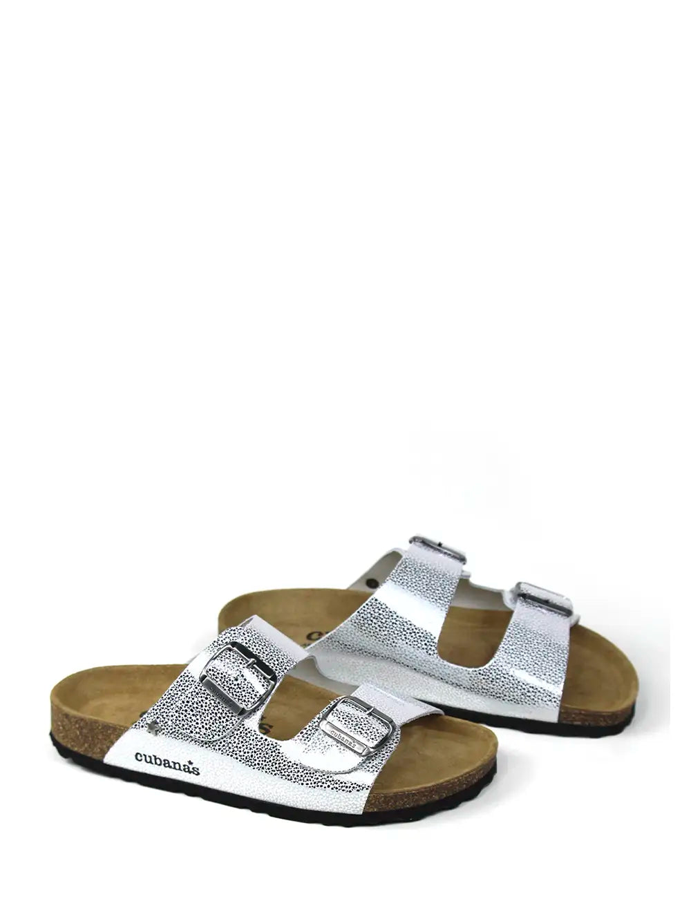 Amalia Sandal in Silver Leather with Two Straps