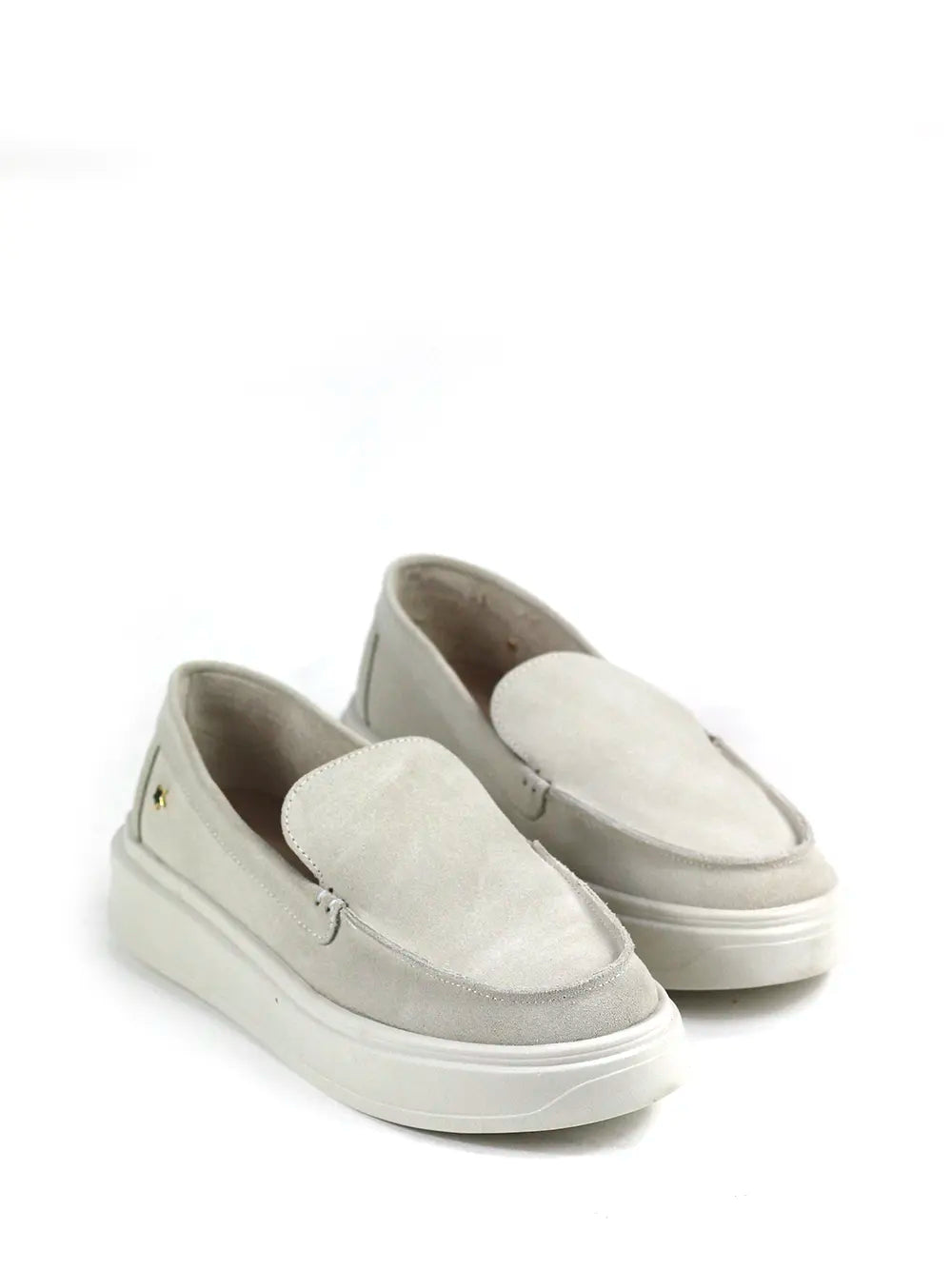 Mocasín de Ante Blanco y Suela Voluminosa