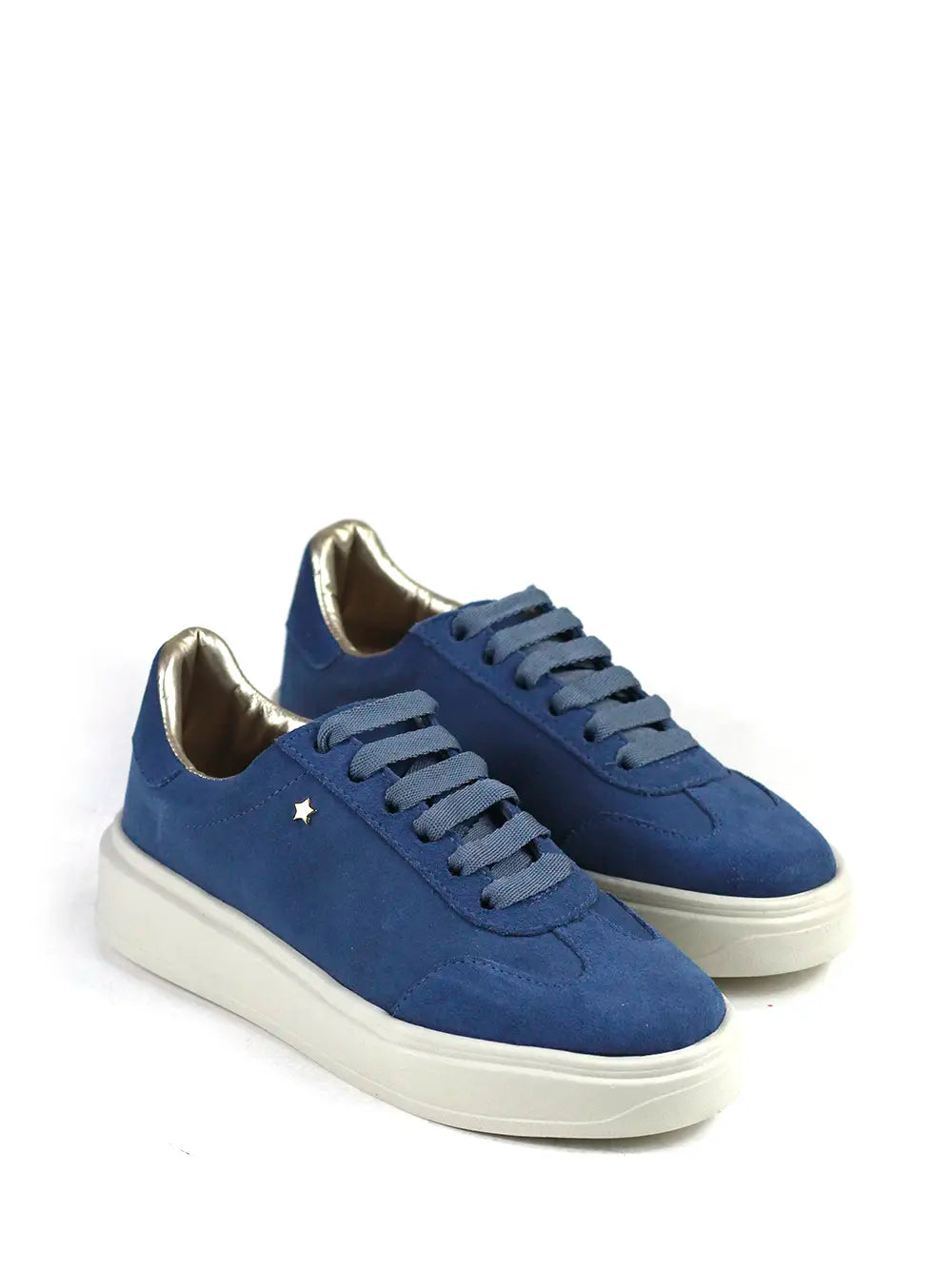 Blue Suede Sneakers with Chunky Sole