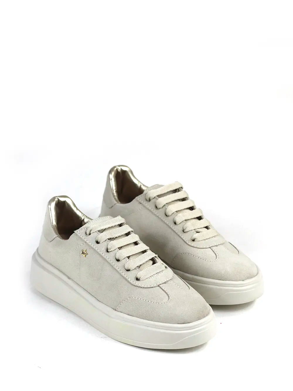 White Suede Trainers with Chunky Sole